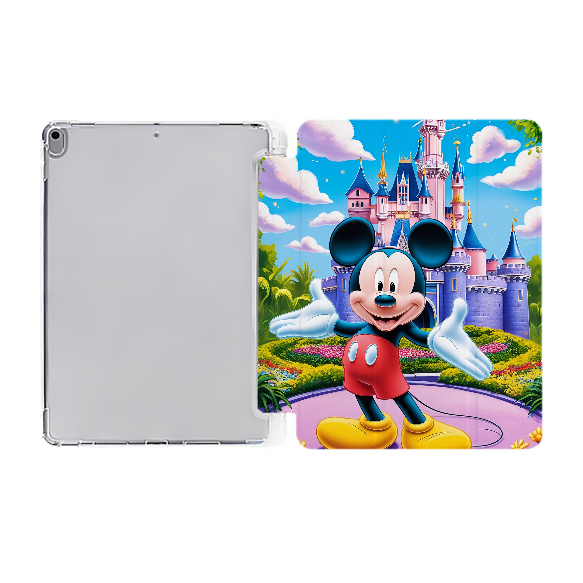 （画像用） ミッキーマウス Mickey Mouse IPad ケース ペン収納付き 三つ折りスタンド PUレザー×シリコン 対応機種9.5/10.5/10.9インチ